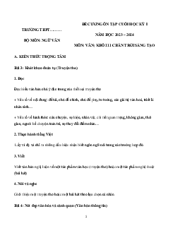 Đề cương ôn tập học kì 1 môn Ngữ văn 11 sách Chân trời sáng tạo