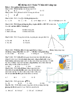 Đề thi học kì 1 môn Toán 7 | Đề 3 | Chân trời sáng tạo