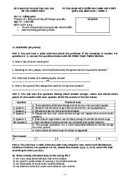 Kì thi chọn đội tuyển chính thức dự thi HSG quốc gia lớp 12 THPT tỉnh Lào Cai năm học 2020-2021 môn thi Tiếng Anh