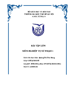 Bài tập lớn môn nghiệp vụ sư phạm | Trường Đại Học Thủ Đô Hà Nội