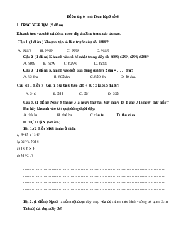 Đề ôn tập ở nhà Toán lớp 3 số 4 (Tuần từ 08/2 - 13/2/2021)