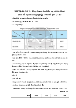 Giải Địa 10 Bài 32: Thực hành tìm hiểu sự phát triển và phân bố ngành công nghiệp trên thế giới CTST