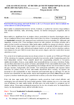 Đề thi thử tốt nghiệp môn Tiếng Anh năm 2022 THPT Trần Quốc Tuấn (có đáp án)
