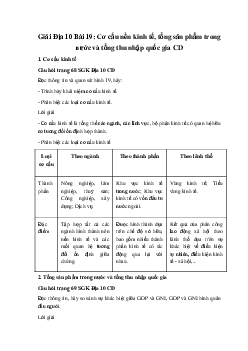 Giải Địa 10 Bài 19: Cơ cấu nền kinh tế, tổng sản phẩm trong nước và tổng thu nhập quốc gia CD