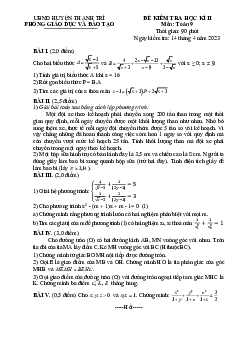 Đề học kì 2 Toán 9 năm 2022 – 2023 phòng GD&ĐT Thanh Trì – Hà Nội