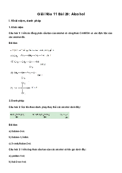 Hóa học lớp 11 Bài 20: Alcohol sách Kết Nối Tri Thức