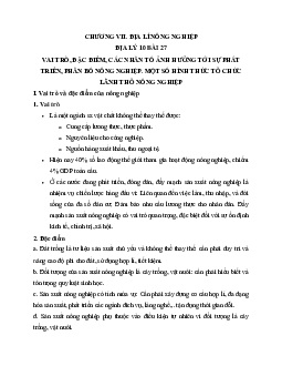 Tóm tắt lý thuyết Địa lý 10 bài 27