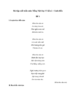 Bài tập cuối tuần lớp 3 môn Tiếng Việt Cánh diều - Tuần 2
