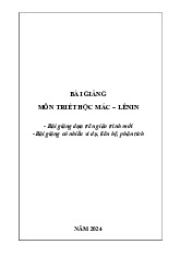 Bài giảng môn Triết học Mác - Lênin | Trường Đại học Nông Lâm Thái Nguyên