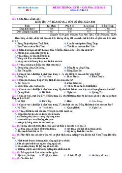 Đề ôn thi HK2 môn Địa 12 có đáp án năm 2022 - Đề 1