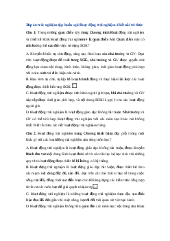 Đáp án trắc nghiệm tập huấn sgk Hoạt động trải nghiệm 4 | Kết nối tri thức