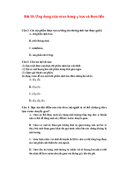 Trắc nghiệm Sinh học 10 Bài 30: Ứng dụng của virus trong y học và thực tiễn | Chân trời sáng tạo