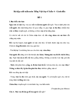 Giải Bài tập cuối tuần lớp 4 môn Tiếng Việt Cánh diều - Tuần 4