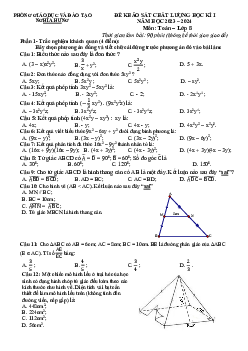 Đề học kì 1 Toán 8 năm 2023 – 2024 phòng GD&ĐT Nghĩa Hưng – Nam Định