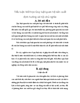 Tiểu luận triết học Quy luật quan hệ sản xuất định hướng xã hội chủ nghĩa | Học viện Ngân Hàng