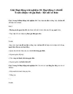 Giải Hoạt động trải nghiệm 10: Hoạt động 1 chủ đề 5 Kết Nối Tri Thức