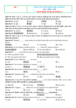 TOP 10 đề ôn thi tốt nghiệp THPT 2023 Tiếng Anh phát triển từ đề minh họa có đáp án