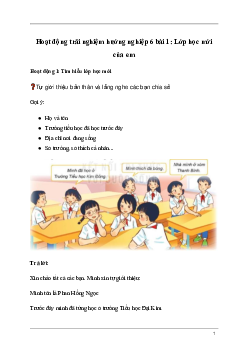 Giải Hoạt động trải nghiệm 6: Lớp học mới của em | Kết nối tri thức