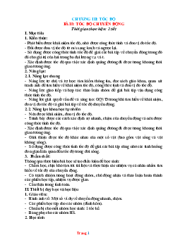 Giáo án KHTN 7 kết nối tri thức bài 8: Tốc độ chuyển động