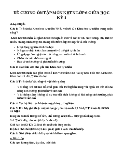 Đề cương ôn tập giữa học kì 1 môn Khoa học tự nhiên 6 sách Chân trời sáng tạo | Đề 2