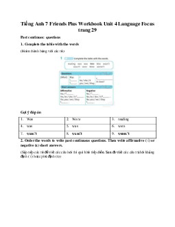 Tiếng Anh 7 Friends Plus Workbook Unit 4 Language Focus trang 29