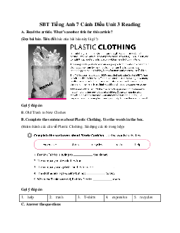 SBT Tiếng Anh 7 Cánh Diều Unit 3 Reading