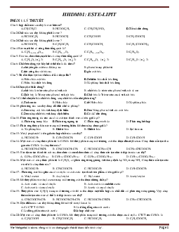 200 câu trắc nghiệm lý thuyết Este - Lipit