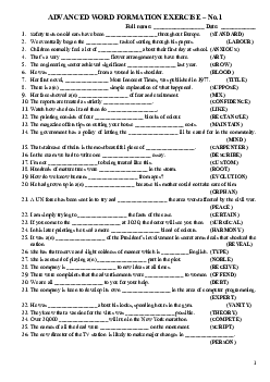 Advanced Word Formation