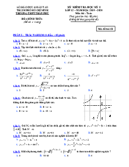 Đề thi HK1 Toán 12 năm 2019 – 2020 trường THPT Trần Phú – TP HCM
