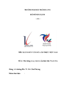 Đặc trưng trong văn hóa ẩm thực tỉnh Thanh Hóa