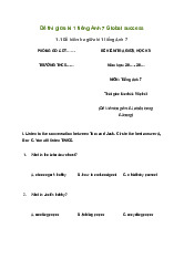 Đề thi giữa kì 1 tiếng Anh 7 sách Global success