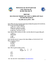 Trắc nghiệm môn xác suất thống kê| Đại học Kinh tế Quốc Dân