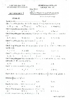 Đề kiểm tra cuối kì 2 Toán 12 năm 2020 – 2021 sở GD&ĐT tỉnh Kon Tum