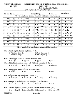 Đề kiểm tra HK2 Toán 12 năm 2018 – 2019 trường Lê Quý Đôn – Quảng Ngãi