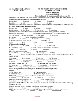 Đề thi tuyển sinh vào lớp 10 THPT năm 2023-2024 môn Tiếng Anh Sở GD Bình Thuận (có lời giải)