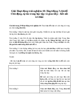 Giải Hoạt động trải nghiệm 10: Hoạt động 3 chủ đề 4 Kết Nối Tri Thức