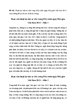 Viết đoạn văn thuật lại một sự việc trong lễ kỷ niệm ngày Nhà giáo Việt Nam 20/11 Tiếng việt 4| Chân trời sáng tạo