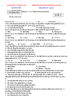 Đề thi cuối kỳ 2 Địa 12 Sở GD và ĐT Quảng Nam 2019-2020 (có đáp án)