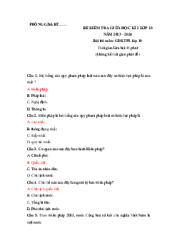 Giải đề thi giữa học kì 2 môn Giáo dục kinh tế và Pháp luật 10 năm 2023 - 2024 (Sách mới) | Cánh Diều đề 2