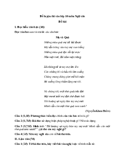 Đề thi tuyển sinh lớp 10 môn Văn (Đề 1)