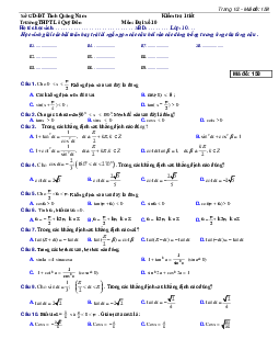 Đề kiểm tra Đại số 10 chương 6 (Công thức lượng giác) trường THPT Lê Quý Đôn – Quảng Nam