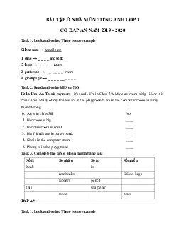 Phiếu bài tập ở nhà tiếng Anh lớp 3  - Ngày 08/03