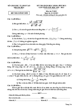 Đề học sinh giỏi cấp tỉnh Toán THCS năm 2022 – 2023 sở GD&ĐT Khánh Hòa