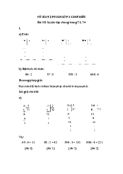 Giải VBT Toán 3 Bài 38: Luyện tập chung trang 73, 74 | Cánh diều