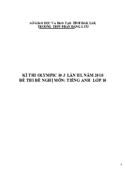 Đề thi (đề xuất) Olympic 10 tháng 3 lần thứ 3 môn Tiếng Anh năm 2019 môn Tiếng Anh 10 THPT Phan Đăng Lưu