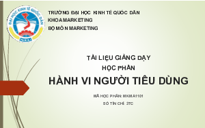 Bài giảng PPT (Power Point) học phần Hành vi người tiêu dùng | SLIDE | Đại học Kinh tế quốc dân
