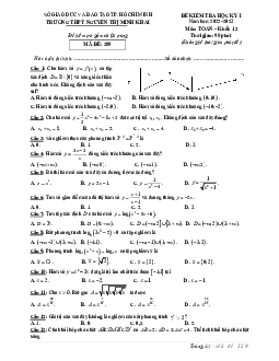 Đề học kỳ 1 Toán 12 năm 2022 – 2023 trường THPT Nguyễn Thị Minh Khai – TP HCM