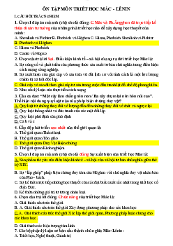 Trắc nghiệm ôn tập học phần Triết học Mac-Lênin