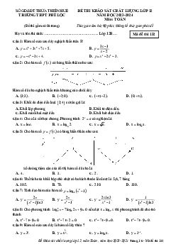 Đề khảo sát chất lượng Toán 12 năm 2023 – 2024 trường THPT Phú Lộc – TT Huế