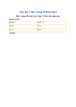 Toán lớp 3 trang 55, 56 Chia số có hai chữ số cho số có một chữ số Chân trời sáng tạo